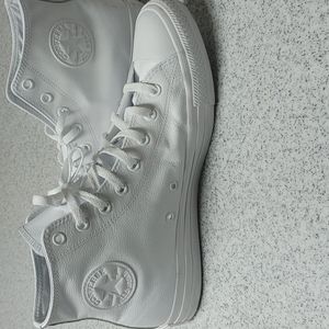 High top white leather converse